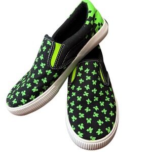 Minecraft Boys Canvas Slip-on Sneakers green black size 4 youth creeper green‎